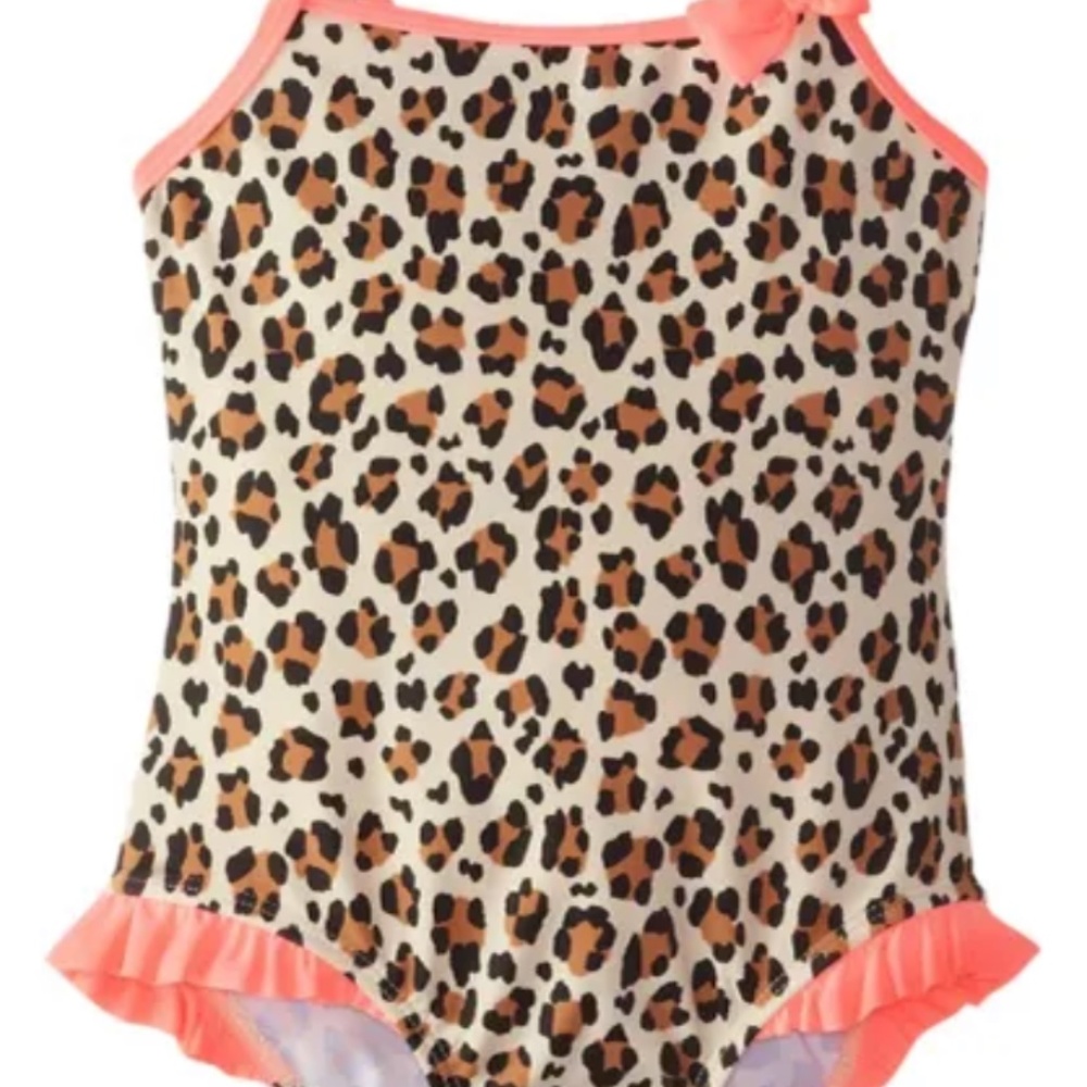 Girls Oshkosh B'Gosh Leopard Print Swimsuit, One Piece, Size 5. UPF 50+